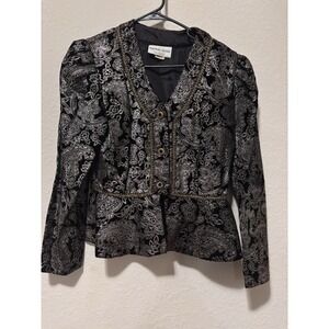 Vtg Nah Nah Collections Regency Maximalist Velveteen Blazer 7/8 Dark Academia